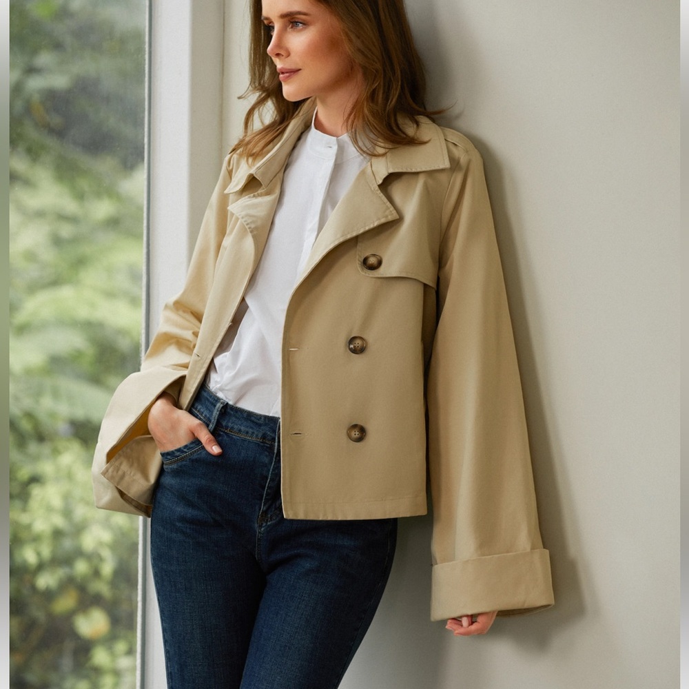 Lapel Collar Long Sleeve Urban Plain Loose Trench Coat